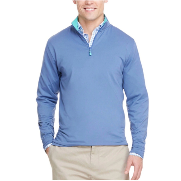 Vineyard Vines Blue Teal Golf Shirt Performance Quarter-Zip Pullover XL - Picture 1 of 4